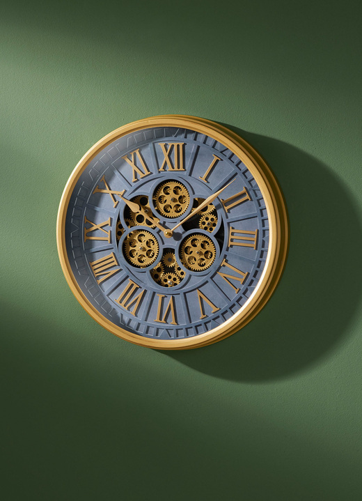 Uhren - Wanduhr mit sichtbaren Zahnrädern, in Farbe ANTHRAZIT Ansicht 1