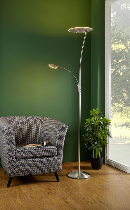 Lampen & Leuchten - Stehleuchte mit Deckenfluter, in Farbe NICKEL