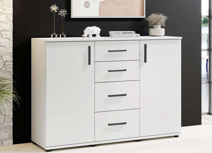 Sideboards & Kommoden - Moderne, kombistarke Sideboards, in Farbe WEISS, in Ausführung 2-türig, mit 4 Schubladen Ansicht 1