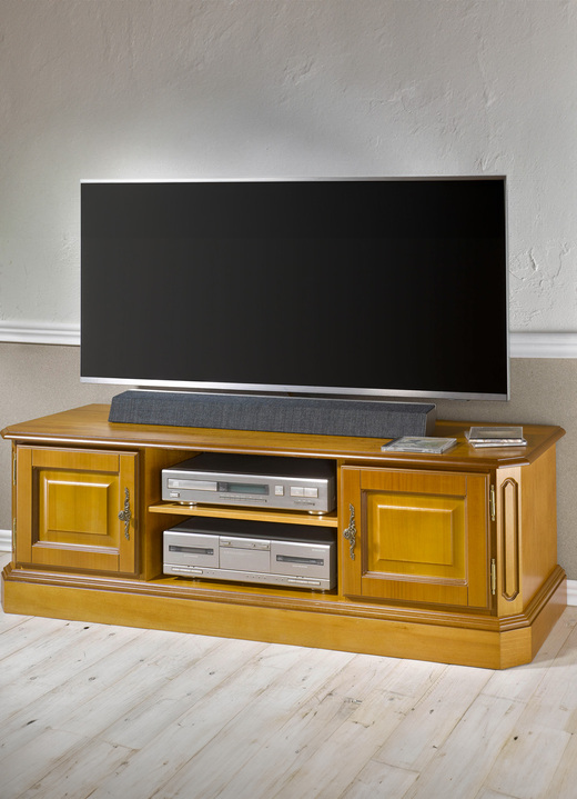 Hifi- &  TV-Möbel - Teilmassives TV-Longboard mit Metallgriffen, in Farbe EICHE