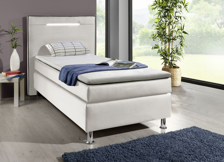 Betten - Boxspringbett mit LED-Beleuchtung, in Farbe WEISS Ansicht 1