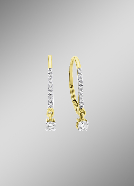 mit Diamanten - Edle Ohrringe mit 2 Brillanten und 18 Diamanten, in Farbe  Ansicht 1