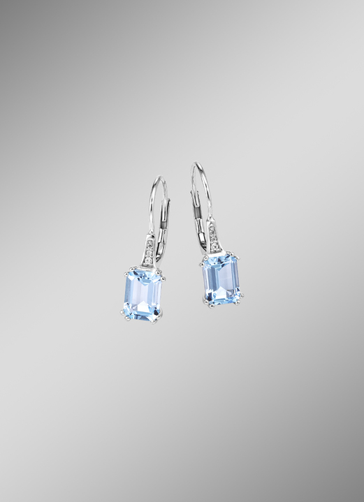 mit Diamanten - Ohrringe mit Brillanten und Blautopas, in Farbe  Ansicht 1