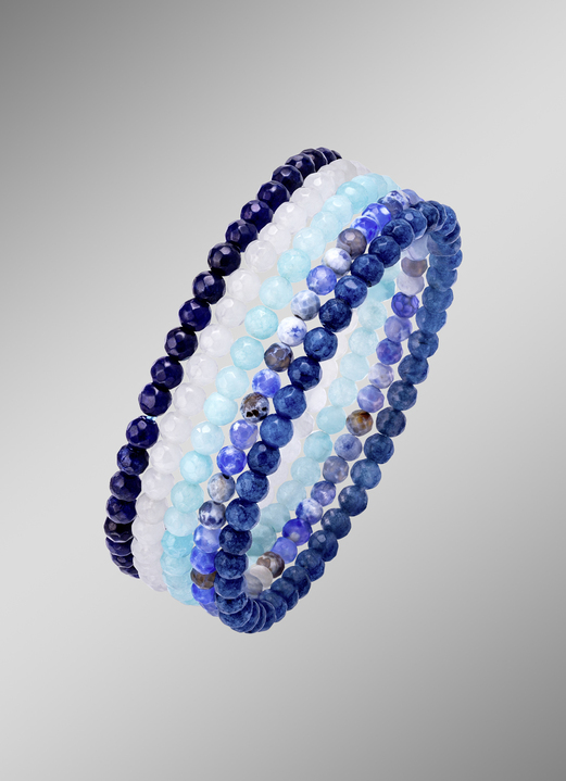 - 5-teilige Armband-Set aus echtem Achat, in Farbe  Ansicht 1