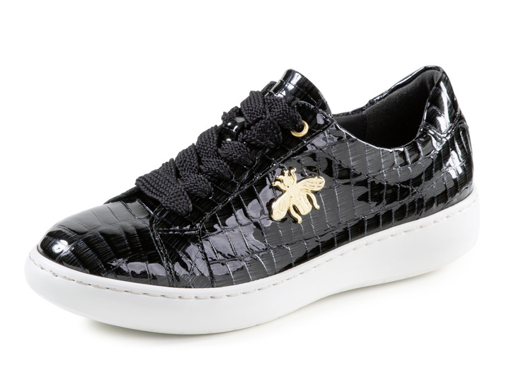 Komfortschuhe - ELENA EDEN Sneaker aus Lackleder mit edlem Metallschmuck, in Größe 036 bis 042, in Farbe SCHWARZ Ansicht 1