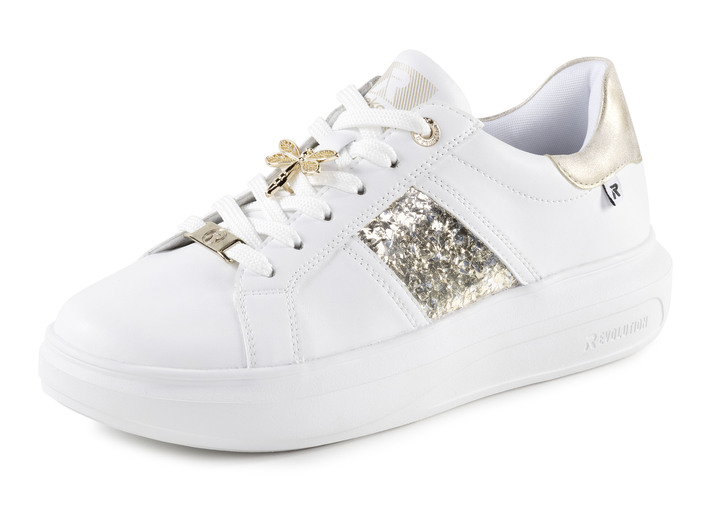 Slipper & Schnürschuhe - Sneaker mit Libellen-Metallschmuck, in Größe 036 bis 042, in Farbe WEISS-GOLD Ansicht 1