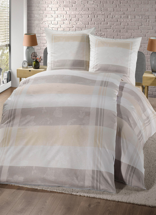 Bettwäschegarnituren - Bettwäsche-Garnitur, in Größe 111 (40/80 cm + 135/200 cm) bis 115 (80/80 cm + 155/220 cm), in Farbe CREME Ansicht 1
