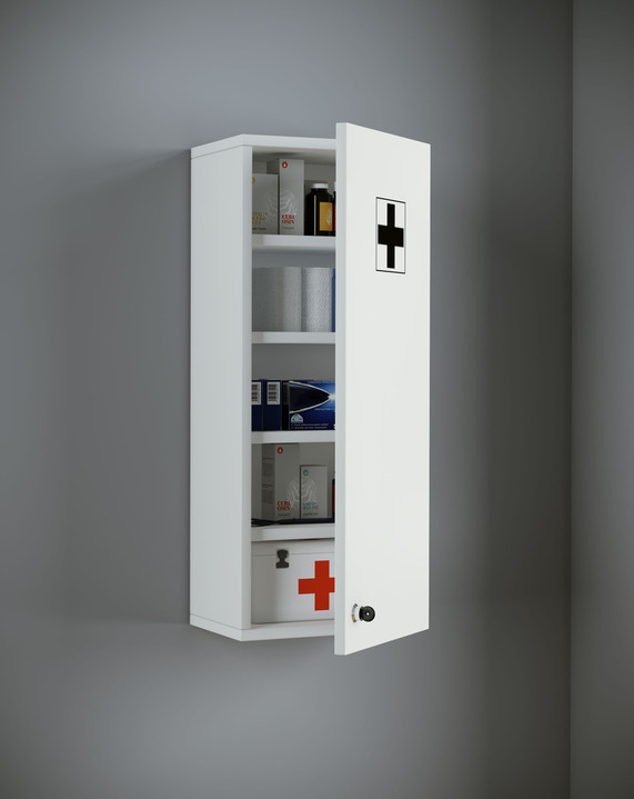 Badmöbel - Medizinschrank, in Farbe WEISS, in Ausführung Medizinschrank, 1-türig Ansicht 1