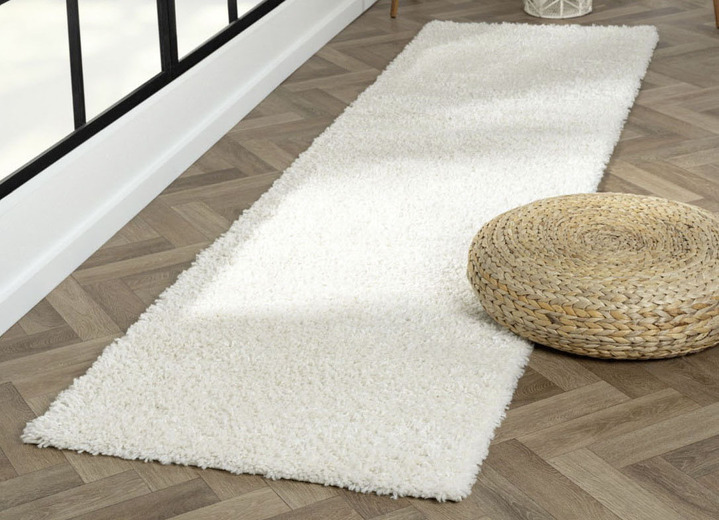 Modern - Traumhaft flauschige Brücken und Teppiche in Shaggy-Qualität, in Größe 111 (Brücke 60x90 cm) bis 304 (Teppich rund ø 150 cm), in Farbe CREME Ansicht 1