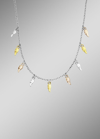 Halskette in Tricolor mit 9 Flügelchen