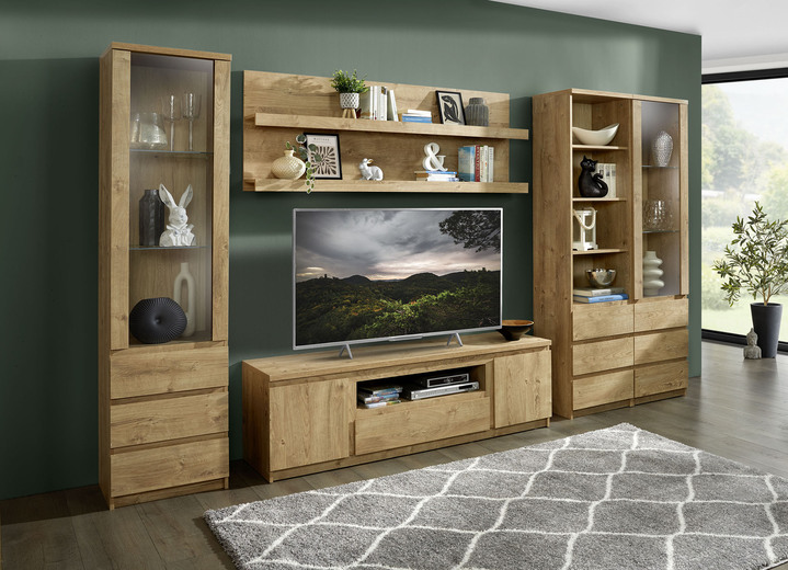 Wohnwände - Wohnwand in modernem Design, in Farbe EICHE Ansicht 1