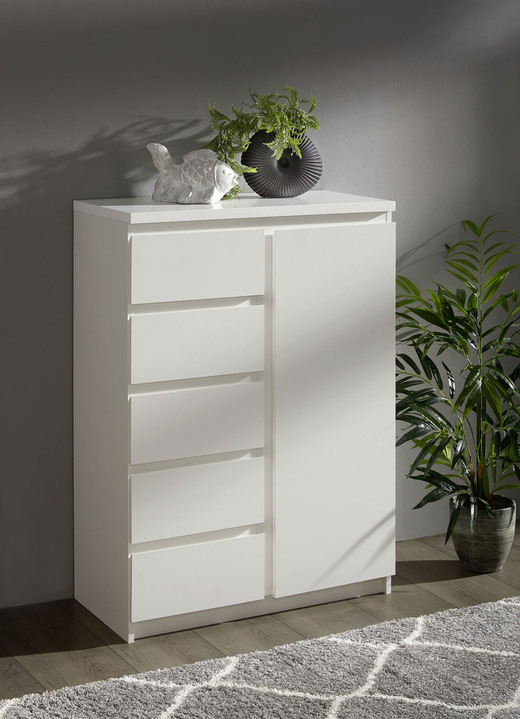 Sideboards & Kommoden - Kommode in modernem Design, in Farbe WEISS, in Ausführung Kommode, 1-türig Ansicht 1