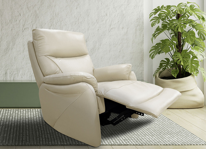 TV- & Relaxsessel - Leder-TV-Sessel mit XXL-Sitzkomfort und Aufstehhilfe, in Farbe CREME Ansicht 1