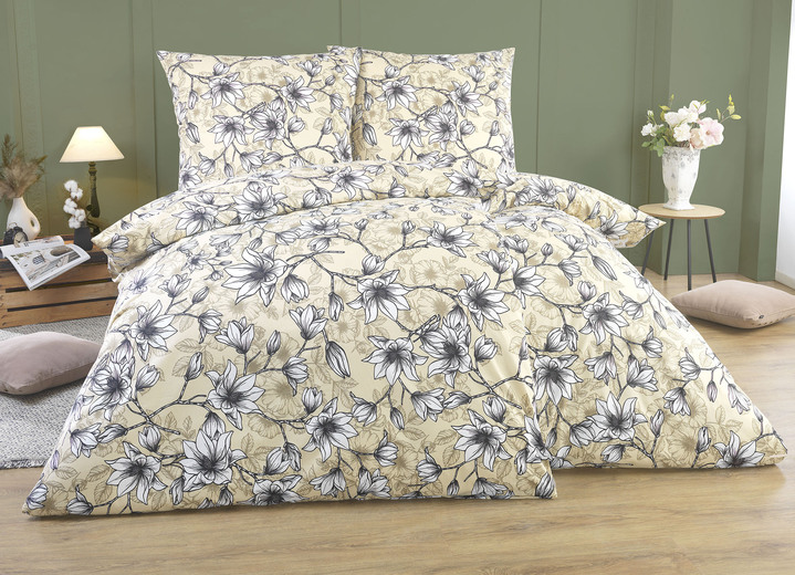 Bettwäschegarnituren - Bettwäsche-Garnitur in Renforcé-Qualität, in Größe 111 (40/80 cm + 135/200 cm) bis 115 (80/80 cm + 155/220 cm), in Farbe BEIGE Ansicht 1