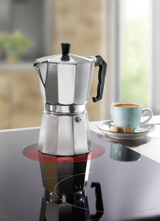 Haushaltshelfer - Espressokocher -  für italienischen Espressogenuss, in Farbe SILBER