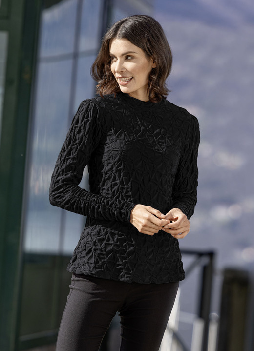 Shirts - Shirt mit Stehkragen in 2 Farben, in Größe 034 bis 052, in Farbe SCHWARZ Ansicht 1
