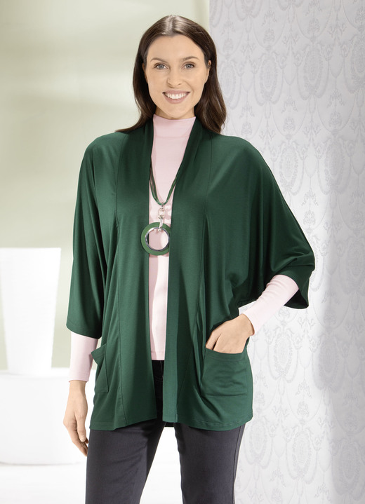 Damenmode - Shirtjacke in verschlussloser Form in 2 Farben, in Größe 038 bis 050, in Farbe GRÜN Ansicht 1