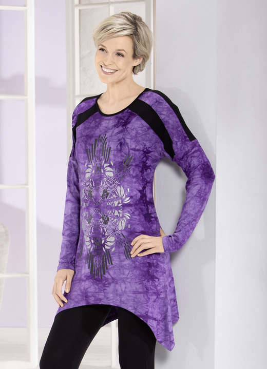 Longshirts - Longshirt in aktueller Batik-Optik in 2 Farben Longshirts - Longshirt in aktueller Batik-Optik in 2 Farben, in Größe 038 bis 052, in Farbe LILA BATIK