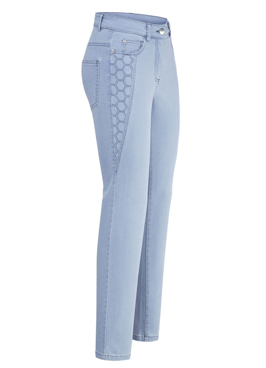 Hosen - Jeans mit schöner Stickerei, in Größe 018 bis 052, in Farbe HELLBLAU Ansicht 1
