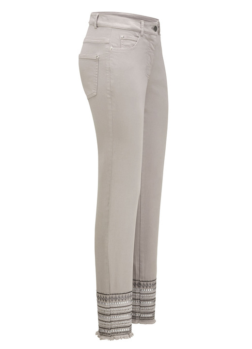 Hosen - Hose mit aufwendiger Stickerei im Ethno-Stil, in Größe 017 bis 050, in Farbe GRAU Ansicht 1
