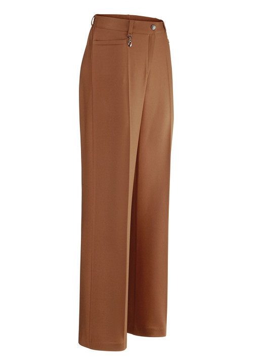 Hosen - Elegante Hose mit apartem Zieranhänger, in Größe 019 bis 054, in Farbe COGNAC Ansicht 1