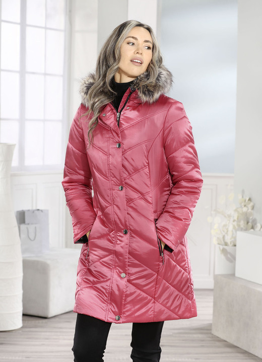 Jacken, Mäntel, Blazer - Longjacke mit umschlagbaren Ärmeln in Kontrast Jacken, Mäntel, Blazer - Longjacke mit umschlagbaren Ärmeln in Kontrast, in Größe 018 bis 052, in Farbe KORALLE