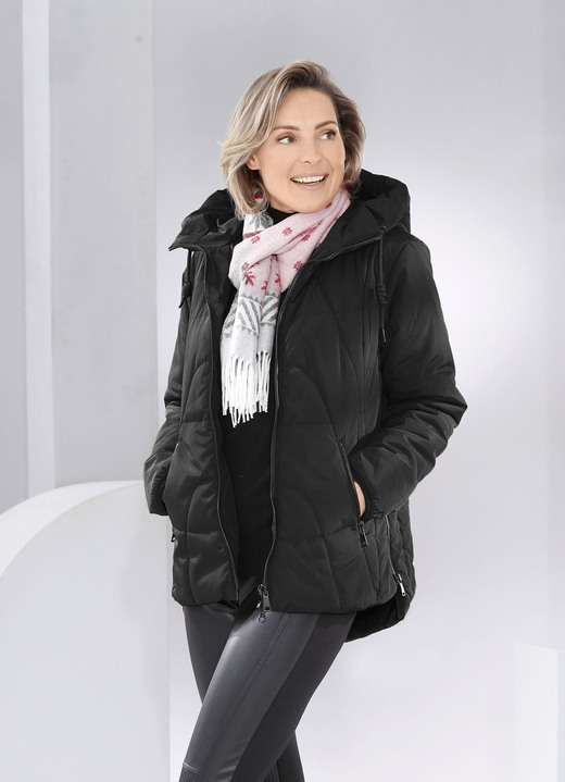 Jacken, Mäntel, Blazer - Jacke mit verlängertem Rückteil Jacken, Mäntel, Blazer - Jacke mit verlängertem Rückteil, in Größe 036 bis 052, in Farbe SCHWARZ