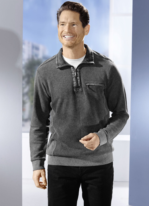 Hemden, Pullover & Shirts - Troyer mit Brusttasche Hemden, Pullover & Shirts - Troyer mit Brusttasche, in Größe 046 bis 064, in Farbe ANTHRAZIT