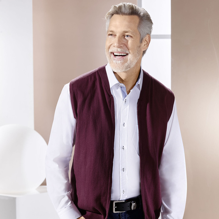 Hemden, Pullover & Shirts - Weste mit durchgehendem Reißverschluss in 4 Farben, in Größe L(52/54) bis XXL(60/62), in Farbe BORDEAUX Ansicht 1