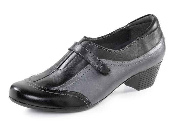 Komfortschuhe - ELENA EDEN, eleganter Damen-Trotteur, Weite G, mit herausnehmbarem Fußbett, in Größe 036 bis 042, in Farbe SCHWARZ-ALTSILBER Ansicht 1