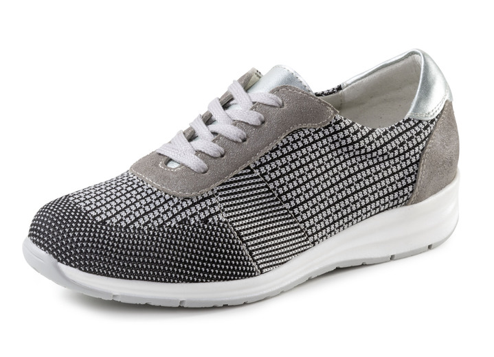 Komfortschuhe - ELENA EDEN Schnürschuh mit Leder-Besätzen, in Größe 036 bis 042, in Farbe SCHWARZ-WEISS-TAUPE Ansicht 1