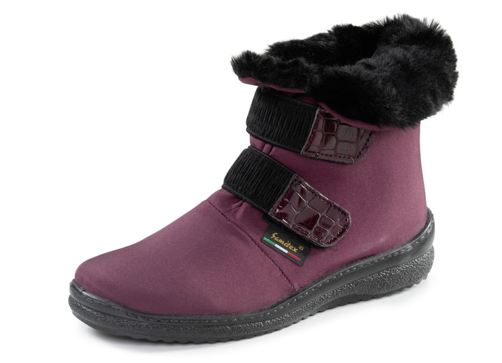 Komfortschuhe - ELENA EDEN Stiefelette aus weichem Textilmaterial, in Größe 036 bis 042, in Farbe BORDEAUX Ansicht 1
