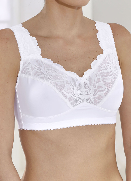 Soft-BH - BH mit hübscher Elastikspitze, in Größe 080 bis 110, in Cup B, in Farbe WEISS Ansicht 1