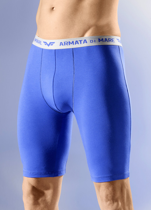 Unterwäsche - Dreierpack Longpants mit Elastikbund, in Größe 004 bis 010, in Farbe 2X ROYALBLAU, 1X GRAU MELIERT