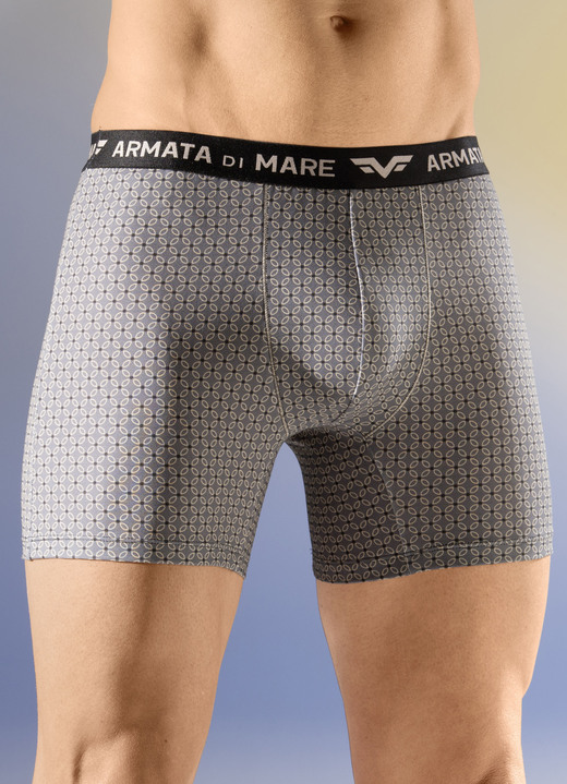 Unterwäsche - Dreierpack Pants mit Elastikbund, in Größe 005 bis 011, in Farbe 2X GRAU-BEIGE-SCHWARZ, 1X UNI SCHWARZ