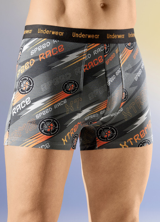 Unterwäsche - Dreierpack Pants mit Elastikbund, in Größe 004 bis 010, in Farbe 2X GRAU-BUNT, 1X UNI ANTHRAZIT