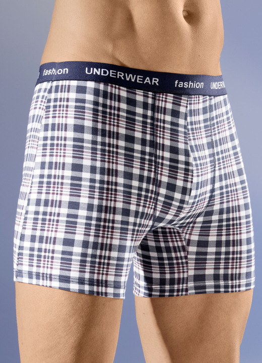 Unterwäsche - Viererpack Pants mit Elastikbund, in Größe 004 bis 010, in Farbe 2X MARINE-WEISS-BORDEAUX, 2X BORDEAUX-WEISS-SCHWAR Ansicht 1