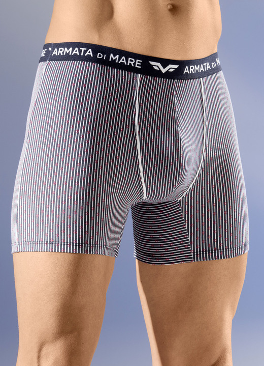 Unterwäsche - Viererpack Pants mit Elastikbund, in Größe 004 bis 010, in Farbe 2X MARINE-WEISS-ROT, 2X UNI MARINE