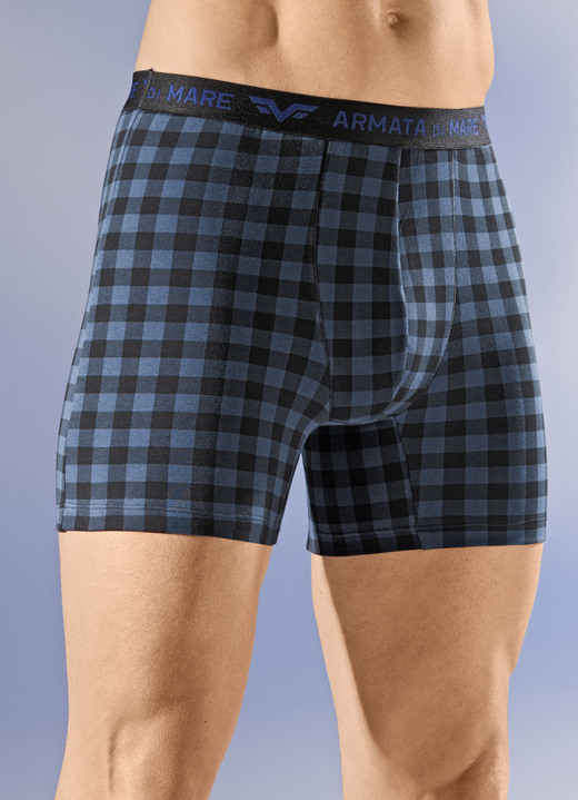 Unterwäsche - Viererpack Pants mit Elastikbund, in Größe 004 bis 011, in Farbe 2X BLAU-SCHWARZ, 2X UNI BLAU