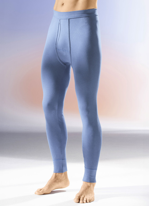 Unterwäsche - Zweierpack Unterhosen, lang, mit Softbund, in Größe 005 bis 012, in Farbe 1X JEANSBLAU MELIERT, 1X ANTHRAZIT MELIERT Ansicht 1