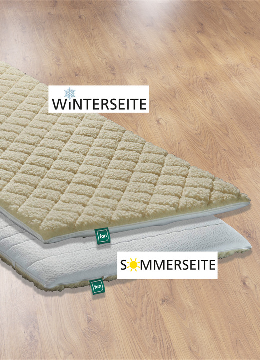 Matratzen & Bettrahmen - F.a.n. Lammflor-Topper – perfektes Liegegefühl zu jeder Jahreszeit!, in Größe 130 (80/200 cm) bis 139 (200/200 cm), in Farbe