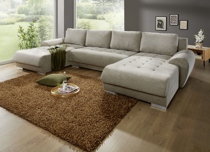 Funktions-Polstermöbel - Polstermöbel mit Bettfunktion und Bettkasten, in Farbe BEIGE, in Ausführung Polsterecke, 185x268 cm Ansicht 1