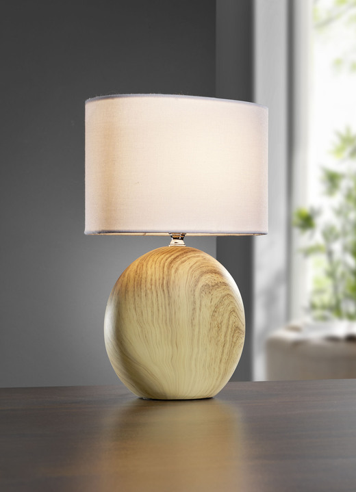 Lampen & Leuchten - Tischleuchte mit Keramikfuß, in Farbe NATUR-WEISS