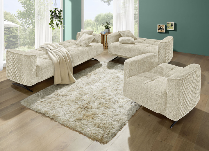 Funktions-Polstermöbel - Polstermöbel mit Bettfunktion und Dekokissen, in Farbe CREME, in Ausführung Sessel Ansicht 1