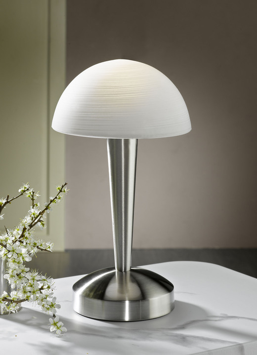 Lampen & Leuchten - Tischleuchte aus Metall und Glas mit Leuchtmittel, in Farbe NICKEL, MATT Ansicht 1