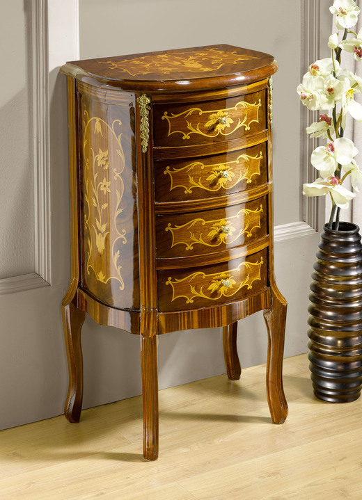 Sideboards & Kommoden - Kommode aus massivem Buchenholz mit Intarsien, in Farbe NUSSBAUM