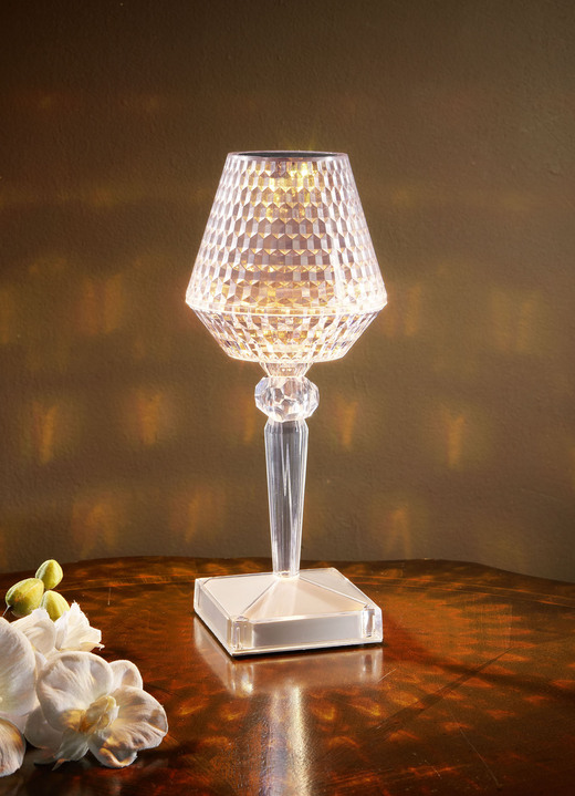 Lampen & Leuchten - LED-Kristall-Tischleuchte mit Akkubetrieb, in Farbe TRANSPARENT