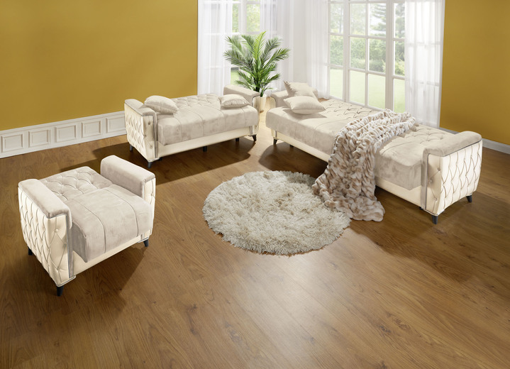 Funktions-Polstermöbel - Polstermöbel mit Bettkasten und Liegefunktion, in Farbe CREME, in Ausführung Sessel mit Funktion Ansicht 1