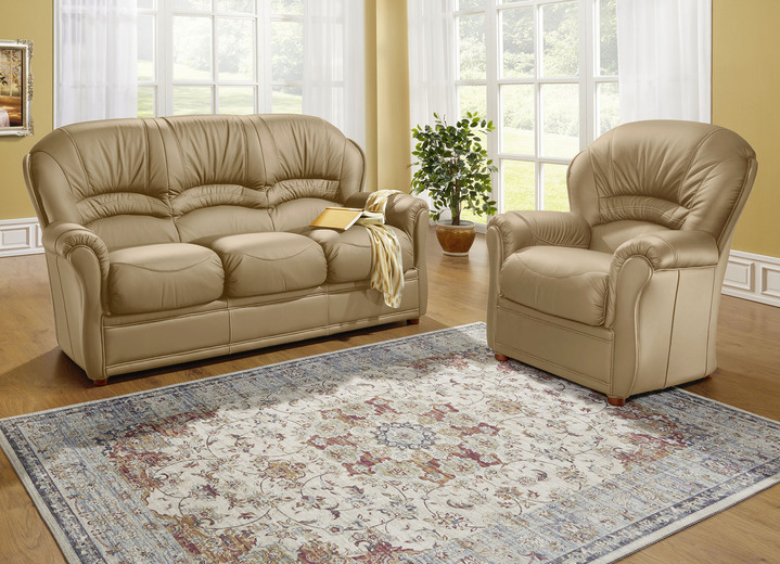 Polstermöbel - Polstermöbel mit Bezug aus echtem Leder, in Farbe TAUPE, in Ausführung Ledersessel Ansicht 1