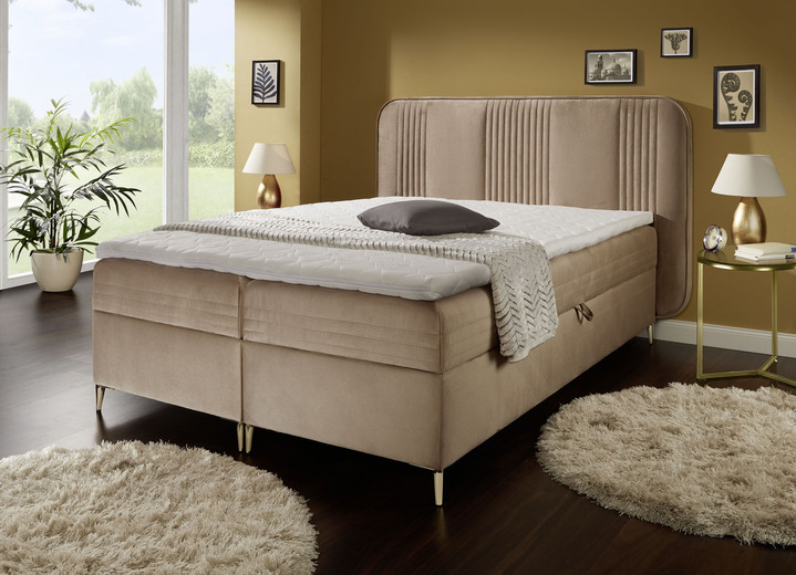 Betten - Boxspringbett mit Bettkasten und Topper, in Farbe BEIGE Ansicht 1